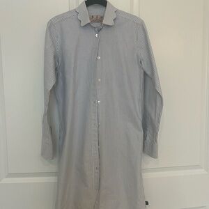 Kiel James Patrick Blue and White Striped Dress Shirt
